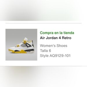 Jordan 4 Retro Women's Sneakers - White and Yellow